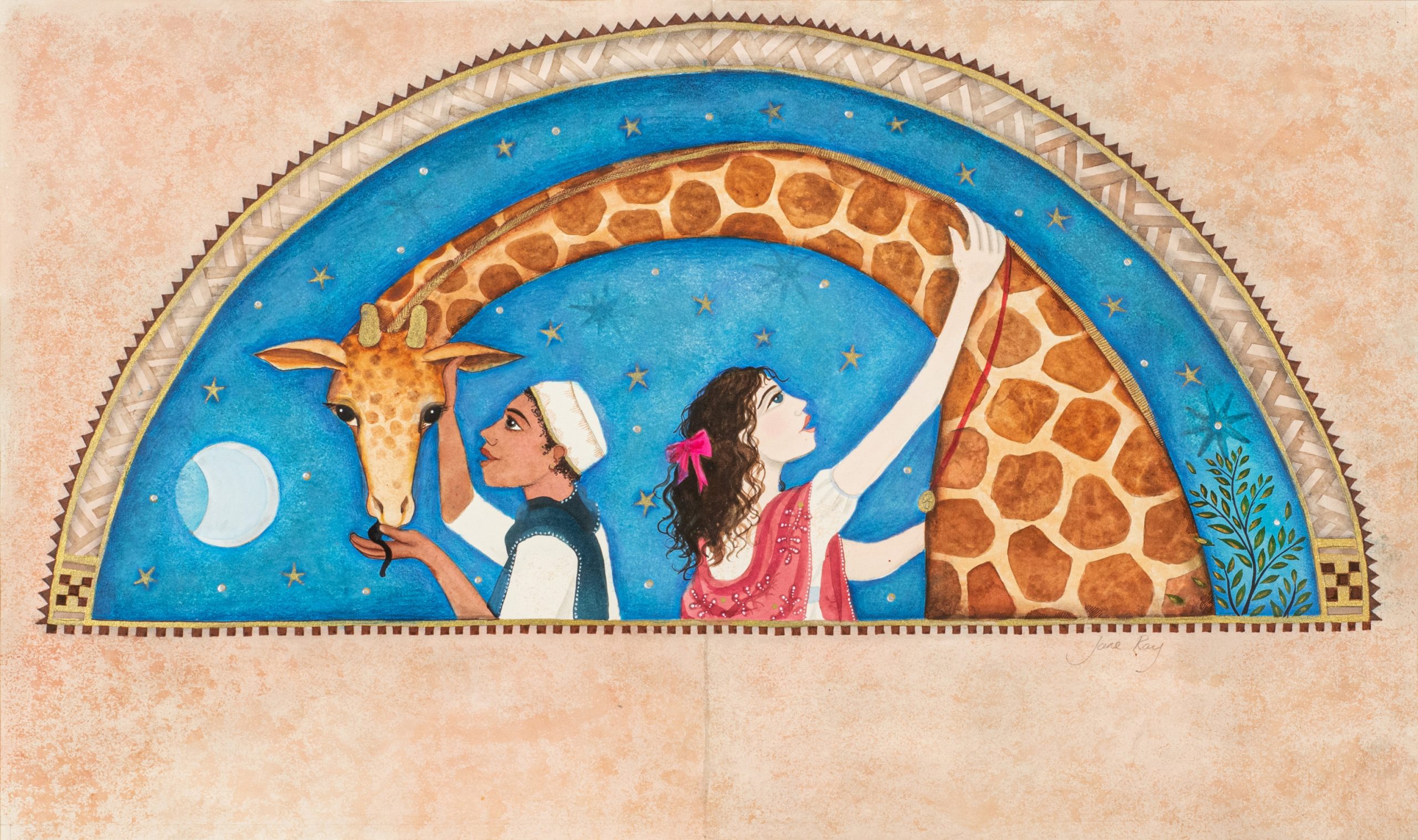Atir Whispered in Zeraffa's Ear by Jane Ray, mixed media