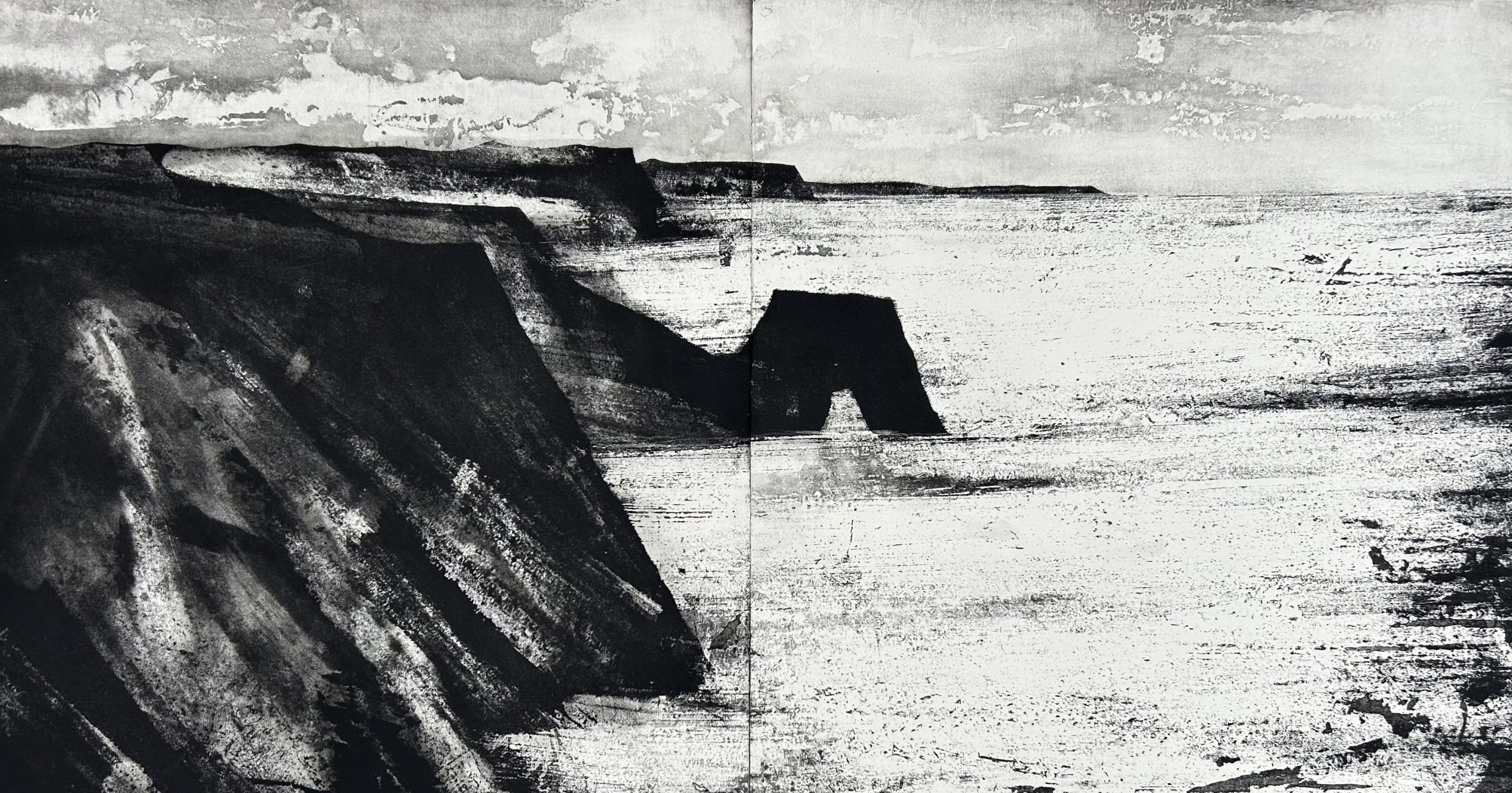 Buckton Cliffs and Filey Bay, limited edition etching by Jason Hicklin RE