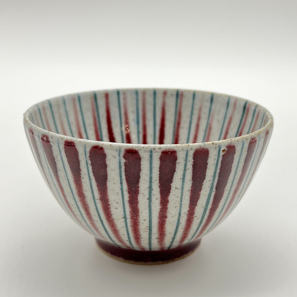 Olive Bowl - Red Pinstripe by Selborne Pottery
